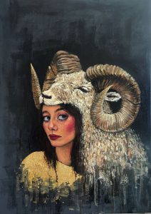 « Tale as old as time » 2023 - acrylic, oil and gold leaf on canvas