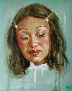 « Pear hair clip » 2022 - acrylic and oil on canvas